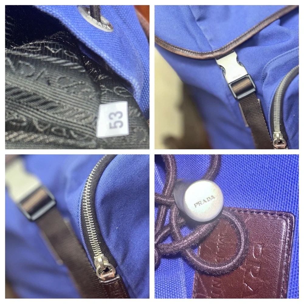 AUTHENTIC Prada Tessuto Nylon Bright Blue Double Buckle Backpack.